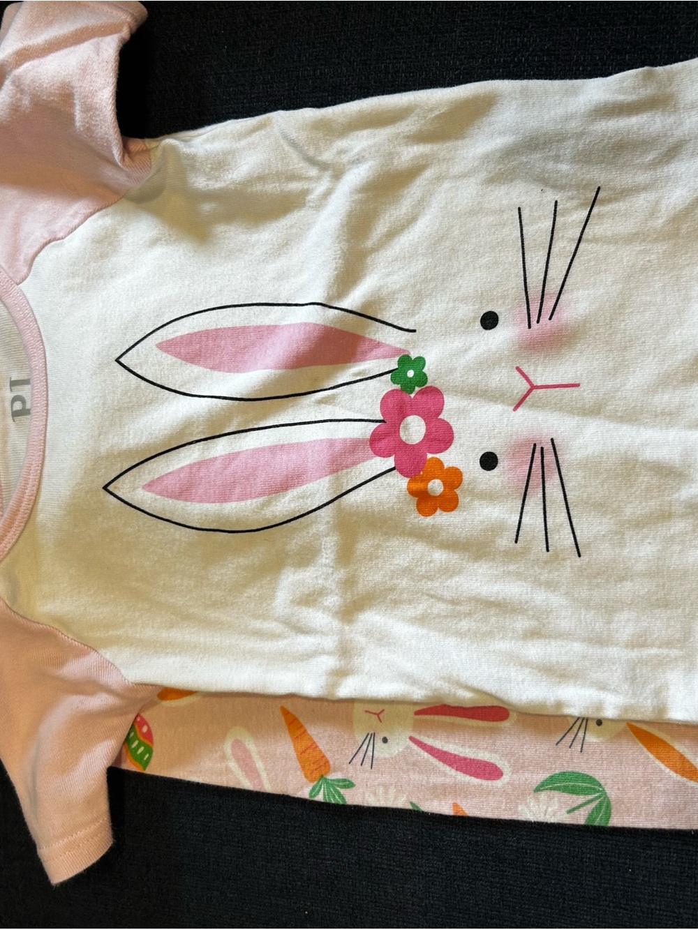 Children’s Place Pink & White Bunny Floral Short-Sleeve Tee